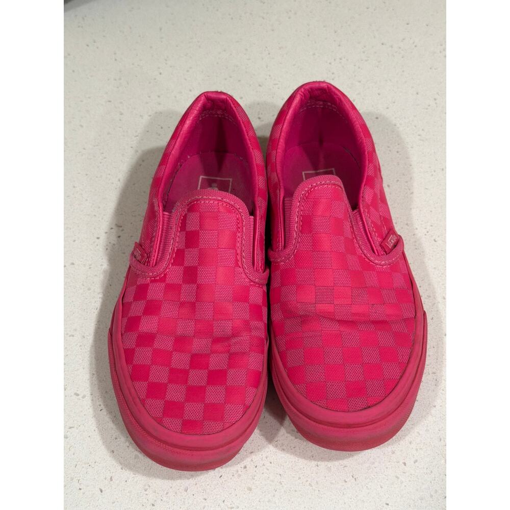 VANS girls size 3 hot pink checkered slip on sneakers shoes - Picture 2 of 4